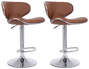 Tabouret de bar Las Vegas v2 Lot de 2 Marron châtaignier - Argenté