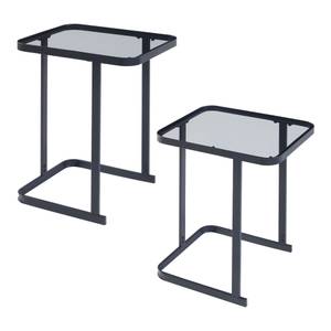 Set de 2 tables basses gigognes Laxå Noir - Verre - 32 x 51 x 41 cm