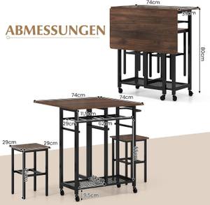 Esstisch-Set VH33452(3-teilig) Braun - Holzwerkstoff