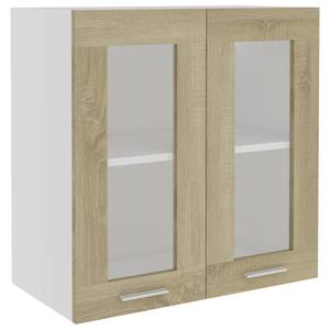 Armoire en verre suspendue 3016496-12 Marron - Imitation chêne de Sonoma - Blanc - Largeur : 60 cm