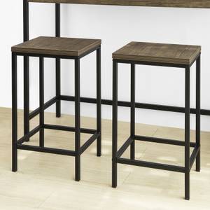 Table + 2 x Tabourets OGT30-N Marron - Bois manufacturé - 121 x 97 x 46 cm