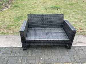 Gartenmöbel Sofa Rattan S 1er Grau - Metall - Polyrattan - Rattan - 124 x 76 x 69 cm