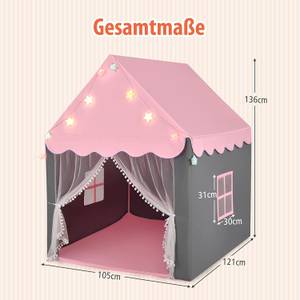 Kinderspielhaus mit Sternenlichter Pink - Kunststoff - 121 x 136 x 105 cm