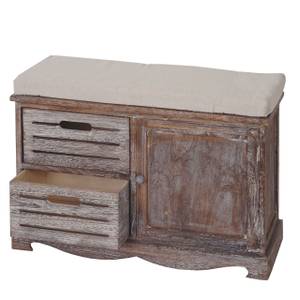 Sitzbank J22, Shabby-Look Braun - Weiß - Massivholz - Holzart/Dekor - 71 x 49 x 32 cm