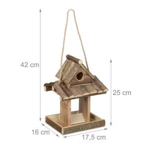 Mangeoire à oiseaux à suspendre Marron - Bois manufacturé - Matière plastique - 18 x 25 x 16 cm