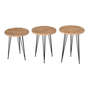 Set de 3 tables d'appoint Ry rondes Marron - 34 x 55 x 34 cm