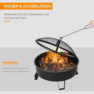 2-in-1 Feuerschale 842-177 Schwarz - Metall - 76 x 50 x 76 cm