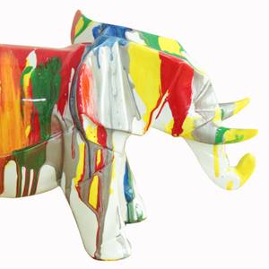 Statue éléphant argenté et multicolore Porcelaine - 33 x 21 x 15 cm