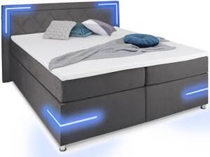 Boxspringbett Lima mit LED Anthrazit - Breite: 180 cm