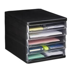 Boîte de tiroirs avec 5 compartiments Noir - Matière plastique - 27 x 25 x 34 cm