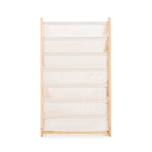 Porte revues Rui en tissu Beige - Bois massif - 50 x 83 x 35 cm