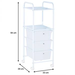 Badrollwagen GINA Weiß - Metall - 33 x 94 x 39 cm