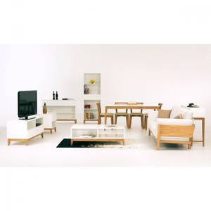 Meuble TV design scandinave Wide blanc Blanc - En partie en bois massif - 120 x 55 x 48 cm