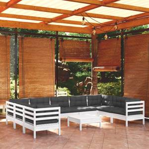 10-tlg. Garten-Lounge-Set mit Kissen Weiß