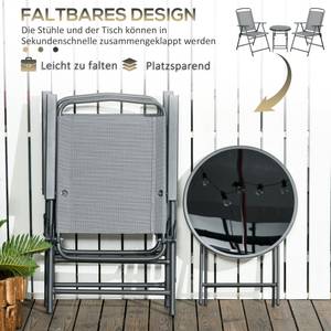 Garten Kaffeetisch Set 84G-282V00LG Grau - Metall - 64 x 93 x 54 cm