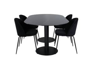 Essgruppe Pillan 13 (5-teilig) Schwarz - Massivholz - 100 x 74 x 180 cm