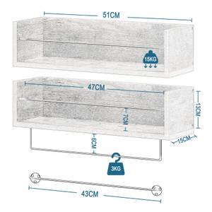 Wandregal Ashton (2er Set) Schwarz - Braun - Holzwerkstoff - Metall - 51 x 13 x 15 cm