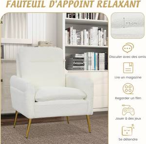 Fauteuil Salon Scandinave TH32601ITFR Blanc - Bois manufacturé - 75 x 87 x 74 cm