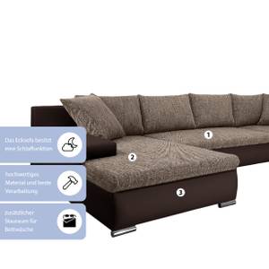 Ecksofa Boca U Form Dunkelbraun - Breite: 150 cm