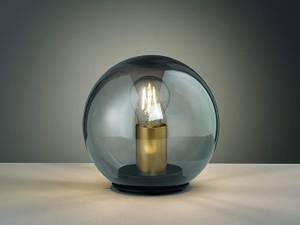 Tischlampe Kugel Lampenschirm Rauchglas Schwarz - Glas - Metall - 20 x 20 x 20 cm
