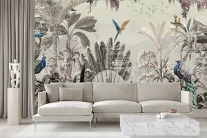 Papier Peint tropicales PLANTES Oiseaux 90 x 60 x 60 cm