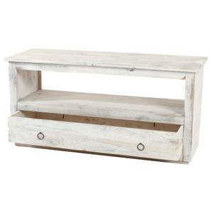Table basse de salon shabby chic Blanc - Bois/Imitation - En partie en bois massif - 110 x 53 x 39 cm
