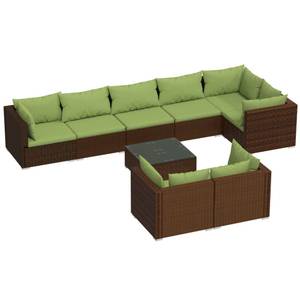 Garten-Lounge-Set (9-teilig) 3013637-7 Braun - Grün - Metall - Polyrattan - 60 x 30 x 60 cm