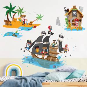 Wandtattoo Piratenschiff Schatzinsel Set 120 x 60 cm