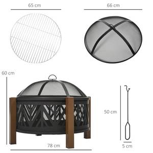 Feuerschale mit Grillrost 842-172 Schwarz - Metall - 78 x 60 x 78 cm