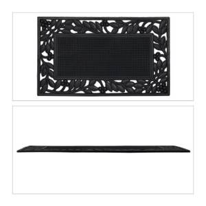 Fußmatte mit Blättermotiv Schwarz - Kunststoff - 75 x 1 x 45 cm