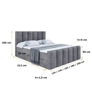 Boxspringbett BOXI1-Z Steingrau - Breite: 200 cm - H3