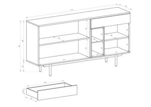 Commode INOX IK175 Gris - Bois manufacturé - Matière plastique - 175 x 89 x 40 cm