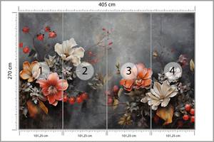 Fototapete BLUMEN Blätter 3D Vintage 405 x 270 x 270 cm