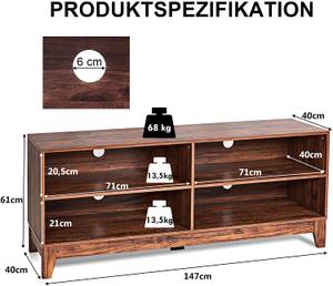 TV-Schrank Fernsehschrank Braun - Holzwerkstoff - 40 x 61 x 147 cm