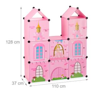 Steckregal Kinderzimmer als Schloss Schwarz - Pink - Metall - Kunststoff - 110 x 128 x 37 cm