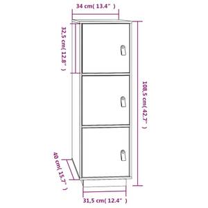 Highboard DE4441 Grau - Massivholz - 40 x 109 x 34 cm