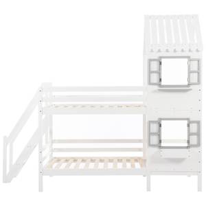 Etagenbett HomeyAtticⅠ Weiß - Holzwerkstoff - Massivholz - Holzart/Dekor - 96 x 232 x 267 cm