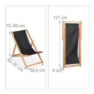 Schwarzer Liegestuhl aus Holz Schwarz - Braun - Holzwerkstoff - Textil - 59 x 89 x 92 cm