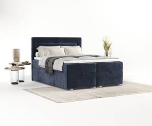 Premium Boxspringbett Lontano Marineblau - Breite: 202 cm