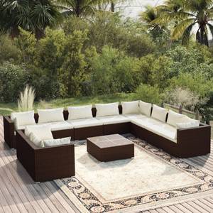 Garten-Lounge-Set 3013637-9 (11-teilig) Braun - Weiß - Metall - Polyrattan - 60 x 30 x 60 cm