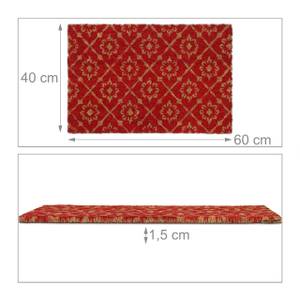 Paillasson coco avec motif floral Marron - Rouge - Fibres naturelles - Matière plastique - 60 x 2 x 40 cm