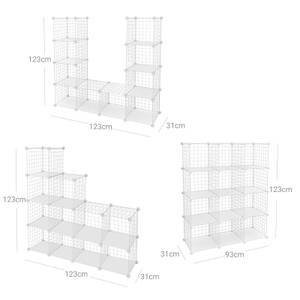 Steckregal Gitterwürfel Weiß - Kunststoff - 123 x 32 x 93 cm