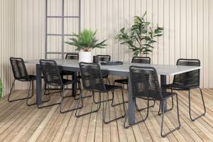 Gartenmöbel-Set Albany (9-teilig) Schwarz - Metall - 100 x 74 x 224 cm