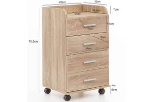 Rollcontainer eckig BENUSH Rollschrank Braun - Holzwerkstoff - 33 x 71 x 40 cm