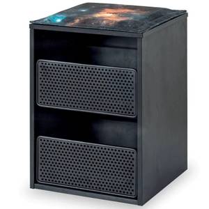 Hocker Dark Schwarz - Holzwerkstoff - 40 x 58 x 38 cm