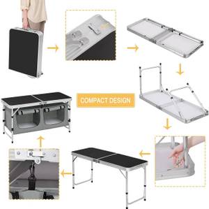 Campingtisch Gisela Schwarz - Holzwerkstoff - Metall - 120 x 70 x 47 cm