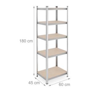 Schwerlastregal mit 5 Ebenen im 2er Set Braun - Silber - Holzwerkstoff - Metall - Kunststoff - 60 x 180 x 45 cm