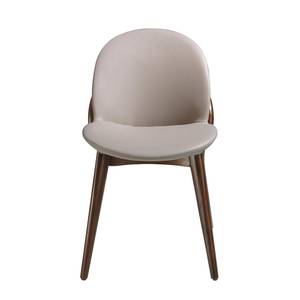 Chaise à manger en croute cuir et bois Gris - Cuir synthétique - Textile - 47 x 81 x 59 cm