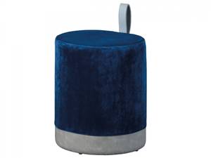 Pouf aus blauem und grauem Samt mit Blau - Holzwerkstoff - 43 x 33 x 38 cm