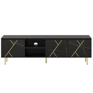 TV-Schrank Schwarzer Gold-Luxus Ⅱ Schwarz - Holzwerkstoff - Holz teilmassiv - 35 x 60 x 200 cm